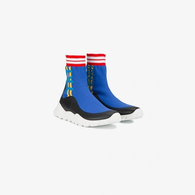 Shop Fendi Sock Runner Sneakers In Blue