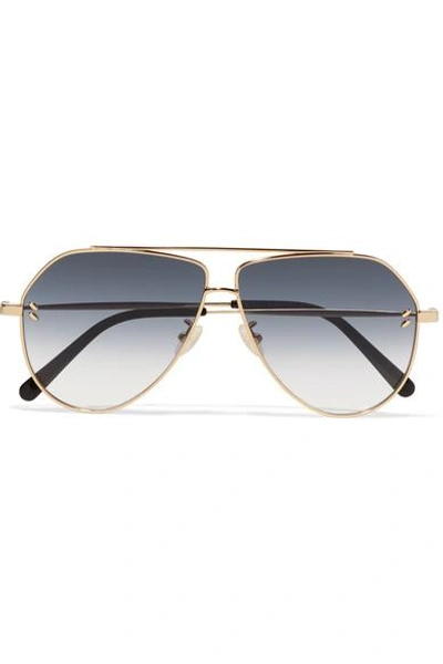 Shop Stella Mccartney Aviator-style Gold-tone Sunglasses