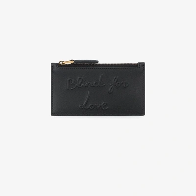 Shop Gucci Blind For Love Embossed Coin Pouch In Black