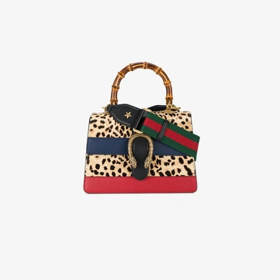 Shop Gucci Leopard Dionysus Pony Tote Bag In Nude&neutrals