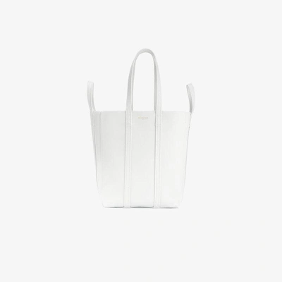 Shop Balenciaga Small White Laundry Cabas Tote Bag