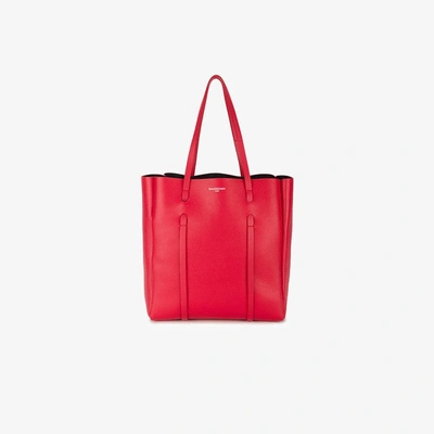 Shop Balenciaga Red Leather Everyday Medium Tote Bag