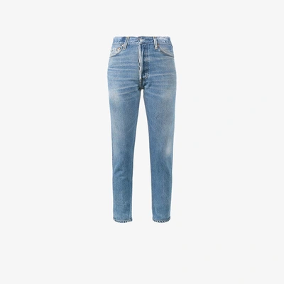 Shop Re/done High-rise Cropped Jeans In Blue