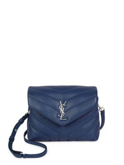 Shop Saint Laurent Toy Lou Lou Crossbody Flap Bag In Denim Blue
