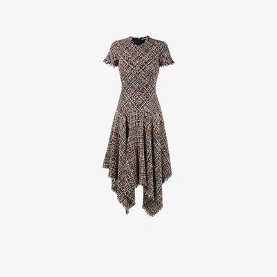 Shop Alexander Mcqueen Asymmetric Fringe Tweed Midi Dress