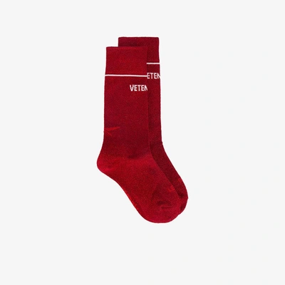 Shop Vetements X Reebok Classic Red Glitter Socks