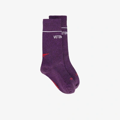 Shop Vetements X Reebok Classic Purple Glitter Socks