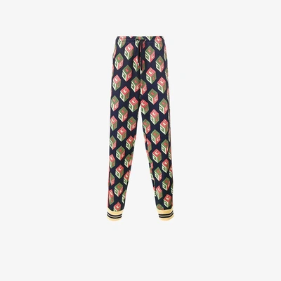 Shop Gucci Gg Wallpaper Technical Jersey Pant In Blue