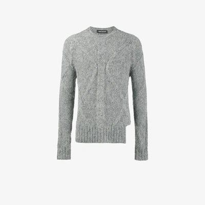 Shop Neil Barrett Grey Cable Knit Cutout Sweater