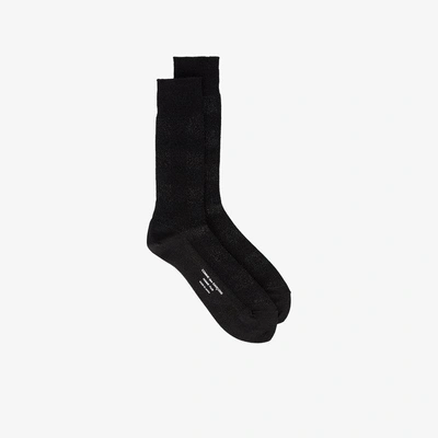 Shop Comme Des Garçons Homme Deux Black Glitter Gingham Socks