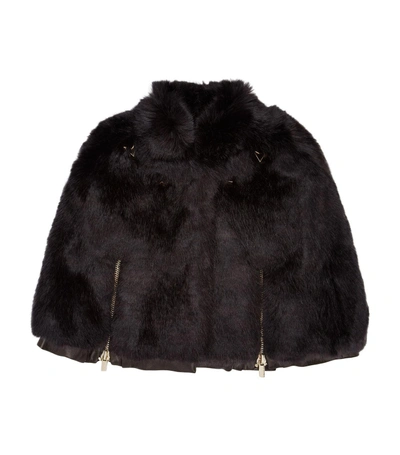 Shop Givenchy Faux Fur Leather Cape In Black