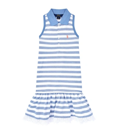 Shop Ralph Lauren Stripe Crochet Hem Polo Shirt Dress In Blue