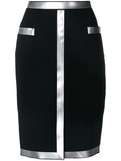 Shop Moschino Metallic Trimmed Pencil Skirt