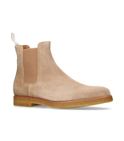 Shop Common Projects Chelsea Suede Boots In Beige