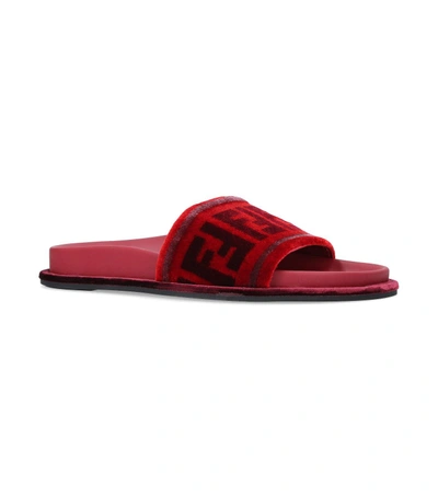 Shop Fendi Velvet Slides In Red