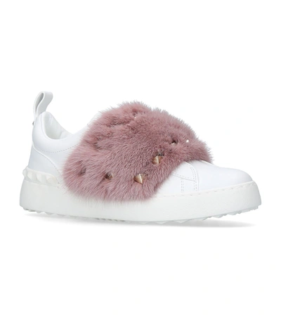 Shop Valentino Mink Fur Open Sneakers In Pink