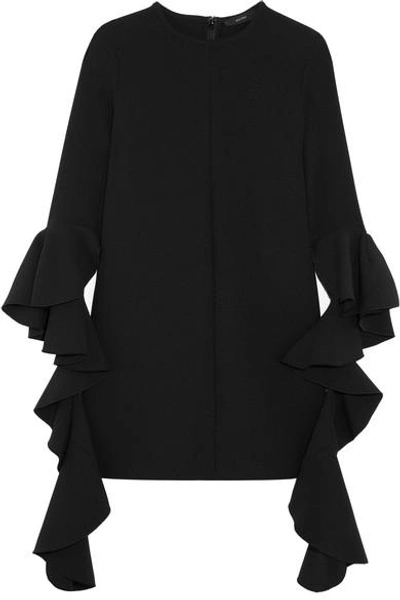 Shop Ellery Kilkenny Ruffled Crepe Mini Dress In Black