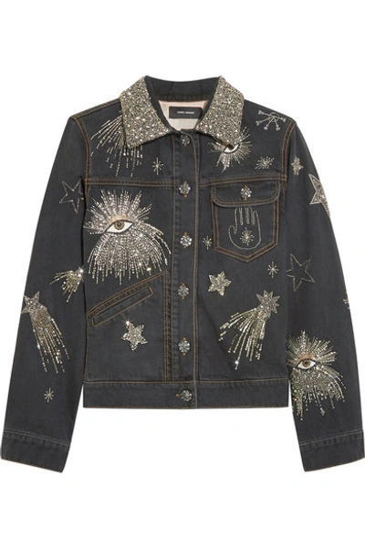 Shop Isabel Marant Eloise Embellished Denim Jacket