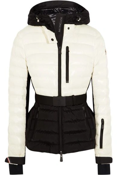 Shop Moncler Bruche Belted Two-tone Quilted Ski Jacket