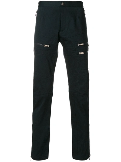 Shop Versace Zipped Pockets Slim-fit Trousers