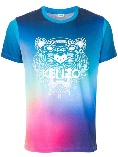 Kenzo Blue Printed Cotton Tiger T-Shirt With Green Logo – AUMI 4