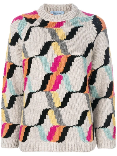 Shop Prada Geometric Pattern Knit Sweater