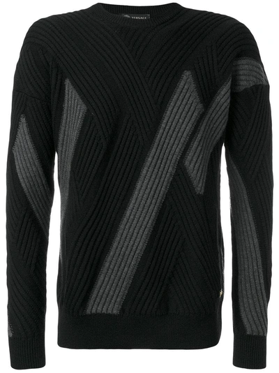 Shop Versace Diagonal Ribs Jumper