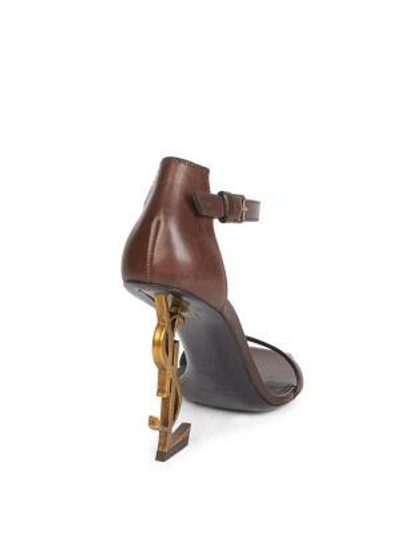 Shop Saint Laurent Opyum Ankle-strap Leather Sandals In Brown