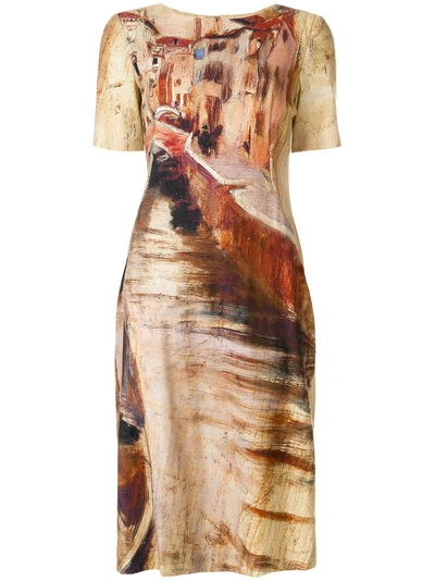 Shop Alberta Ferretti Abito Painting Print Dress