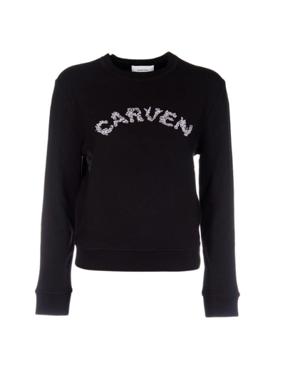 Shop Carven Logo Sweatshirt In Black