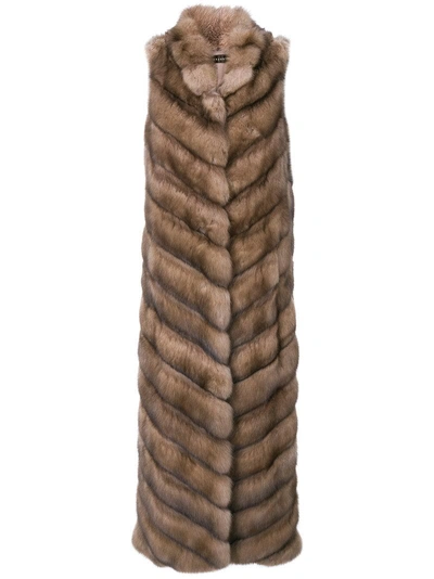 Shop Manzoni 24 Sleeveless Furry Detail Coat