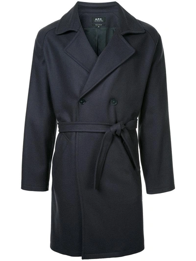 Shop Apc Double Breasted Belted Coat