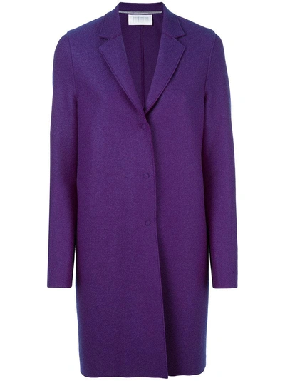 Shop Harris Wharf London Concealed Single-breasted Coat In Purple