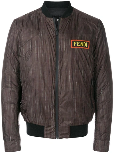Shop Fendi Logo Print Bomber Jacket