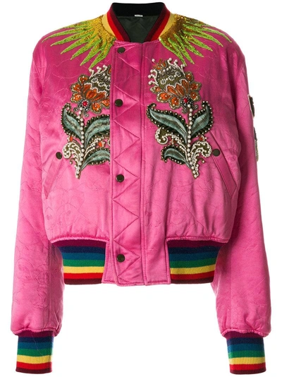 Shop Gucci Embroidered Bomber Jacket