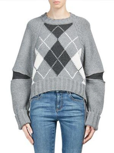 Shop Alexander Mcqueen Plaid Wool Sweater In Grey