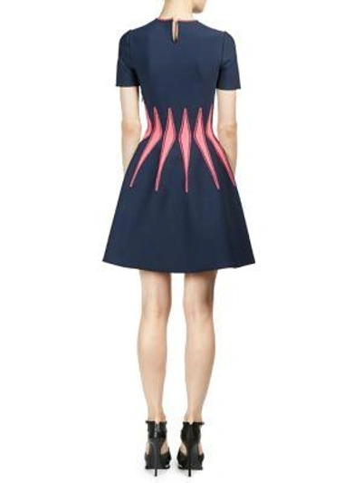 Shop Alexander Mcqueen Corset Stitched Dress In Navy Lipstick