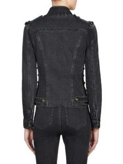 Shop Saint Laurent Denim Officer Jacket In Black