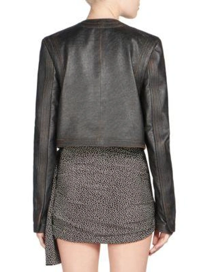 Shop Saint Laurent Leather Spencer Jacket In Black Cognac