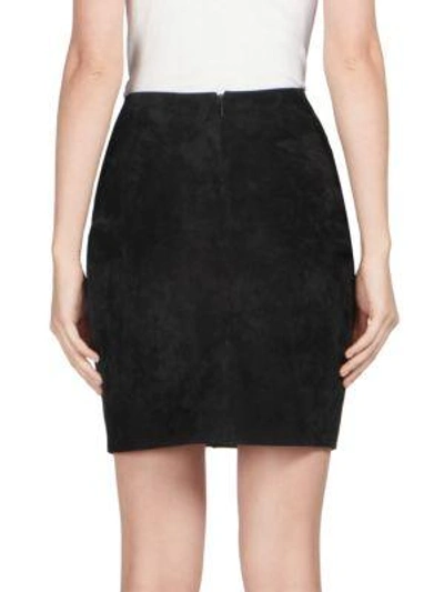 Shop Saint Laurent Suede Ruched Mini Skirt In Black