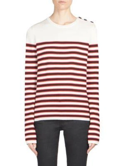 Shop Saint Laurent Wool Striped Knit Pullover In Multi