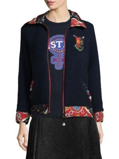 Shop Opening Ceremony Sorority Reversible Silk Bomber Jacket In Collegiate Navy Multi