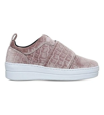 Shop Kurt Geiger Labelle Crocodile-embossed Sneakers In Pale Pink