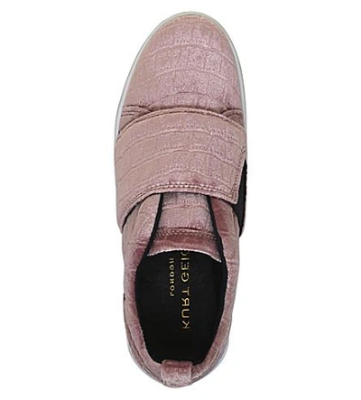 Shop Kurt Geiger Labelle Crocodile-embossed Sneakers In Pale Pink