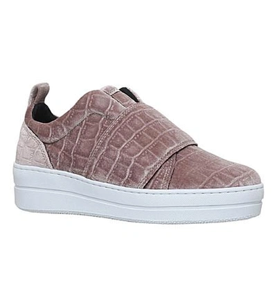 Shop Kurt Geiger Labelle Crocodile-embossed Sneakers In Pale Pink