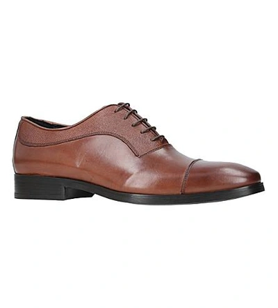 Shop Kurt Geiger Austin Textured-leather Oxford Shoes In Tan