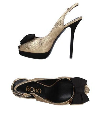 Shop Rodo Woman Sandals Platinum Size 8.5 Calfskin In Grey