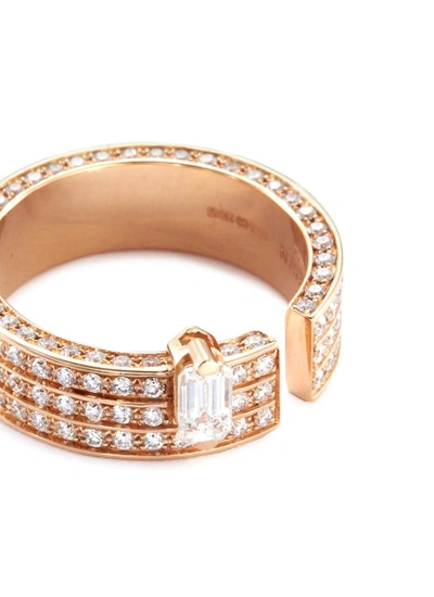 Shop Dauphin 'disruptive' Diamond 18k Rose Gold Three Tier Ring In Metallic