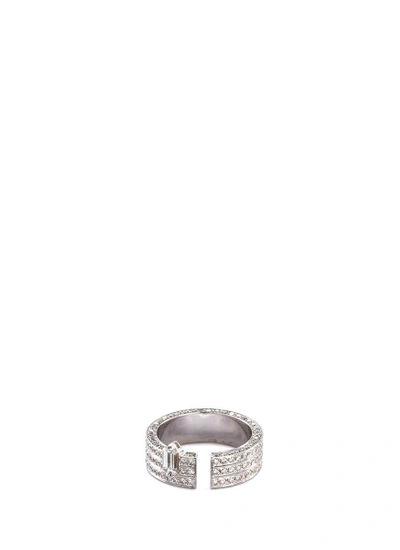 Shop Dauphin 'disruptive' Diamond 18k White Gold Three Tier Open Ring In Metallic