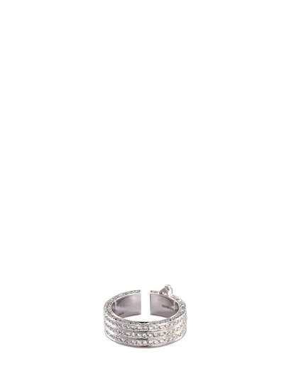 Shop Dauphin 'disruptive' Diamond 18k White Gold Three Tier Open Ring In Metallic